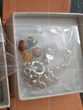 BN Silver Multi Colored Amber Charm Bracelet With Shamrock/clover